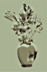 zielona martwa natura, 2019, (media mieszane)