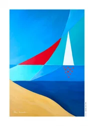 Geometryczne żaglówki na plaży