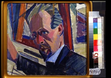 Autoportret. Obraz Aleksandra Konstantinowicza Bogomazowa (1880-1930). Olej na płótnie, 30,5 x 33 cm