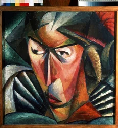 Portret żony artysty. Obraz Aleksandra Konstantinowicza Bogomazowa (1880-1930). Olej na płótnie, 57 x 57 cm
