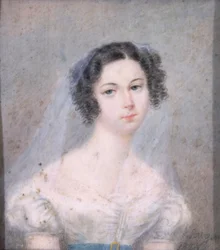 Ilustracja do Czerwonego Kapturka autorstwa Charlesa Perraulta (1628-1703) (kolorowa grawerunek)
