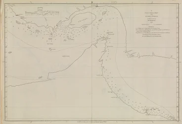 Plany portów, Dalrymple, Alexander opublikowane w 1791 r. Numer identyfikacyjny 41167-2001 Mapa lotnicza części Zatoki Perskiej, częściowo poprawiona przez porucznika Edwarda Harveya 1778 r.