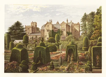 Levens Hall., Cumbria, Anglia. ,1880 (grawerowanie)