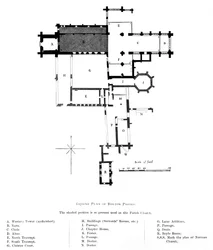 Plan terenu Bolton Priory, 1897