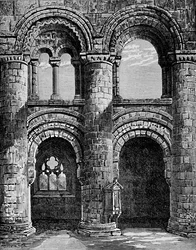 Łuki Normana w Nave, Opactwo Jedburgh, ok. 1880, 1897 r.