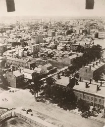 Widok na południowy zachód z kopuły gmachu sądu w Chicago, 1858 r