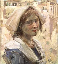 Włoska wieśniaczka (olej na płótnie)