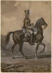Rosyjski dragon - Sauerweid, Aleksander Iwanowicz (1783-1844) - 1820 - Akwarela na papierze - 22,9x16,2 - Kolekcja prywatna