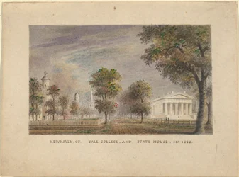 New Haven CT. Yale College i State House w 1830 r