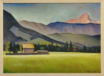 Szczyt Daniel w górach Zugspitz, Bawaria (obraz na tekturze)