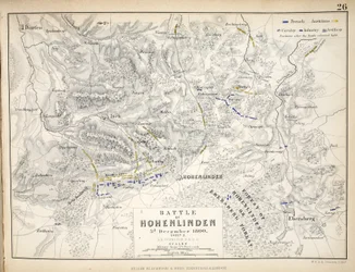 Mapa bitwy pod Hohenlinden, wydana przez William Blackwood and Sons, Edynburg i Londyn, 1848
