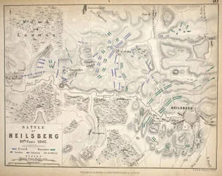 Mapa Heilsbergu, wyd. William Blackwood and Sons, Edynburg i Londyn, 1848 (rycina ręcznie kolorowana)