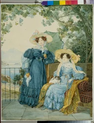Portraits de la comtesse Ekaterina Artemievna Vorontsov (1780-1836) et de la Princesse Elena Mikhailovna Golitsyne (1776-1855) - Portret księżniczek Ekaterina Vorontsova i Elena Gallitzine - Akwarela na papierze Aleksandra Pawłowicza Briulłowa (Alexan