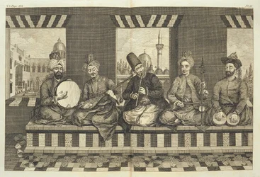 Syryjscy muzycy, płyta 4 z „Historii naturalnej Aleppo”, wyd. autorstwa Patricka Russella, 1794