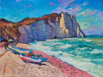 Plaża przy klifach w Etretat