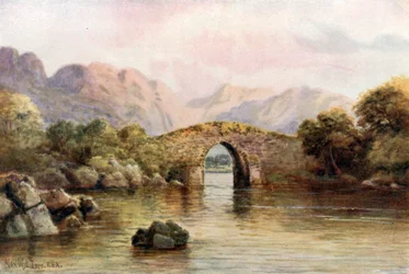 Brickeen Bridge, Lower Lake, Killarney (kolorowa litografia)