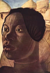 Aoua, kobieta Banda (Ialinga), z Rysunku i malarstwa Afryki, wykonana podczas wyprawy Citroen Centre Afrique, druga misja Haardt Audouin-Dubreuil, wyd. Paryż, 1927