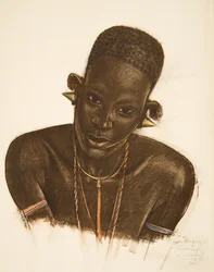 Femme MGogo (Dodoma), z Rysunku i malarstwa Afryki, wykonanego podczas wyprawy Citroen Centre Afrique, druga misja Haardt Audouin-Dubreuil, wyd. Paryż, 1927