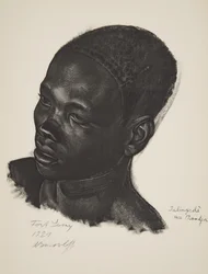 Rasa Ialingede, Mandja. (Fort Lamy), z Rysunki i obrazy Afryki, wykonane podczas wyprawy Citroen Center Afrique, druga misja Haardt Audouin-Dubreuil, wyd. Paryż, 1927 (kolor świeci