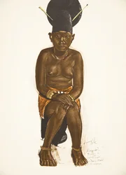 Napudre, żona Tuby (Niangara) Haut Ouelle, z Rysunków i obrazów Afryki, wykonana podczas wyprawy Citroen Center Africa, druga misja Haardt Audouin-Dubreuil, wyd. Paryż, 1927 (