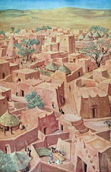 Zinder, z Rysunku i malarstwa Afryki, wykonany podczas wyprawy Citroen Centre Afrique, druga misja Haardt Audouin-Dubreuil, wyd. Paryż, 1927