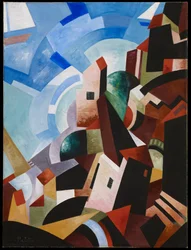 Włoskie miasteczko nad morzem, ok. 1917 (olej i tempera na płótnie)