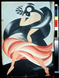 ""Maska kobieca"" Kostium dla postaci ze sztuki "Romeo i Julia" Williama Szekspira. Gwasz Alexandra Alexandrovna Exter (1882-1949) 1921 State Central A. Bakhrushin Theatre Museum, Moskwa, Rosja