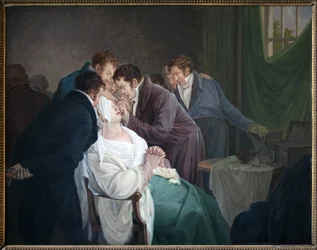 Operacja zaćmy przez barona Guillaume Dupuytrena (1777-1835). Obraz Alexandre Jean Drahonet, pseudonim Alexandre Jean Dubois (1791-1834), olej na drewnie