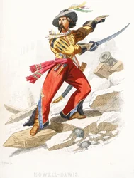 Walijski pirat Howell Davis, połowa XIX wieku (kolorowa rycina)