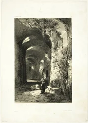 Ruiny amfiteatru w Pouzzoles (Królestwo Neapolu), tablica 9 z Oeuvres de A. Calame