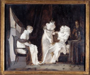 Napoleon z królem Rzymu. Napoleon I Bonaparte (1769-1821), jego żona Marie-Louise z Austrii (1791-1847), aw ramionach ich syn Napoleon II zwany królem Rzymu lub Aiglon (1811-1832). Obraz Alexandre Evariste Fragonarda (1780-1850)