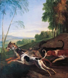 Polowanie na wilka, obraz Alexandre-Francois Desportes (1661-1743), Francja