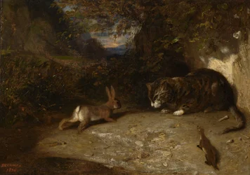 Kot, łasica i królik, 1836