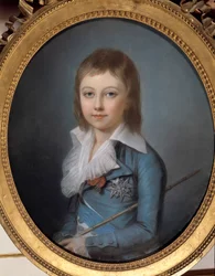 Portret Ludwika XVII (1785-1795) przedstawiony na pastelowym obrazie delfina autorstwa Aleksandra Kucharskiego (1741-1819). Wymiary 0,62 x 0,52 m. Wersal, zamki wersalskie i Trianon