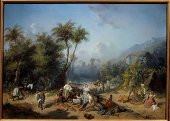 Plantacja kakao w Indiach Zachodnich Malarstwo Alexandre Balance (1822-1893) XIX w. Słońce. 0,5x0,7 m La Rochelle, Musee du Nouveau Monde - Plantacja kakao w Indiach Zachodnich. Malarstwo Alexandre Balance (1822-1893)