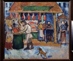 Sklep mięsny. Obraz Aleksieja Aleksiejewicza Morgunowa (Morgunowa) (1884-1935), olej na płótnie