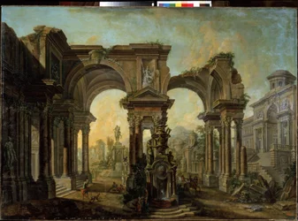 Widok architektoniczny. Obraz Aleksieja Iwanowicza Belskiego (1730-1796). olej na płótnie