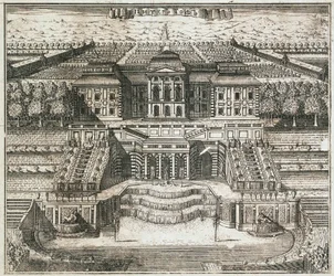 Widok Wielkiego Pałacu w Peterhofie, 1717 r.