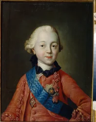 Portret wielkiego księcia Pawła Pietrowicza Romanowa (1754-1801) jako dziecko. Zostanie carem Rosji pod imieniem Pawła I. (Portret wielkiego księcia Pawła Pietrowicza jako dziecko). Obraz Aleksieja Pietrowicza Antropowa (1716-1795)
