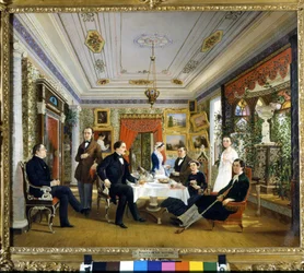 Zakładka herbaty. Obraz Voloskov Alexey Yakovlevich (1822 - 1882)