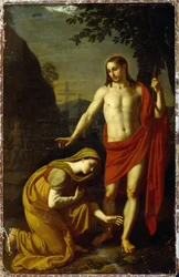 Noli Me Tangere. (Nie dotykaj mnie). Słowa zmartwychwstałego Jezusa skierowane do Marii Magdali (Marii Magdaleny), w tle krzyże tortur na Golgocie. Obraz Aleksieja Jegorowicza Jegorowa (1776-1851), olej na płótnie