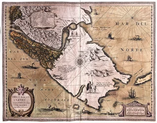Cieśnina Magellana, Tierra del Fuego, A.H. Jaillot w "Atlas Français" - Paryż