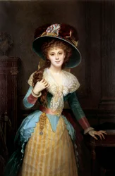 Portret kobiety w wielkim kapeluszu Malarstwo Alexis Joseph Perignon (1806-1882) XIX w. Dijon, Musee des Beaux Arts
