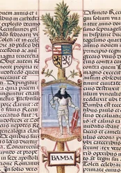 Portret króla Wizygotów Wamby (zm. 688, król Hiszpanii od 672-680/681, z "Genealogii królów Hiszpanii" Alonso de Cartagena