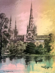 Katedra w Lichfield, Staffordshire, c1870