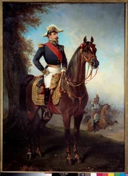 Portret konny Napoleona III (1808-1873). Obraz Alfreda De Dreux (1810-1860)