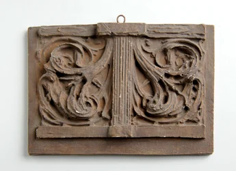 Makieta do podwójnego panelu liści na koronę na figurze miłosierdzia na pomniku w Aleksandrii, ok. 1932 (tynk brązowany)