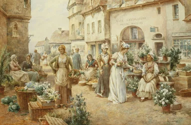 Targ kwiatowy, Francja, 1900
