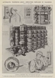 Automatyczne telefonistki: operatorzy zastąpieni maszynami (litografia)