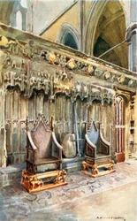 Kościół koronacyjny: Opactwo Westminsterskie (kolorowa litografia)